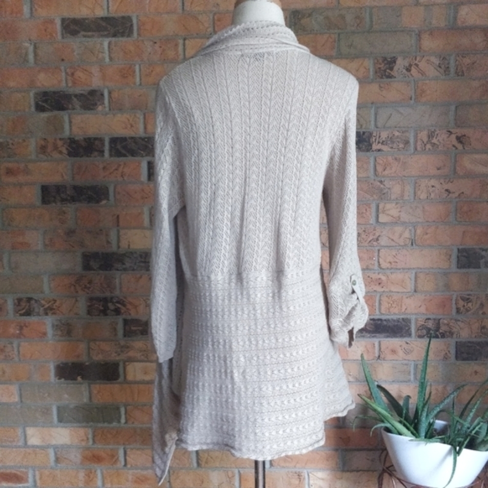 GJB New York Beige Drape Front Cardigan S - Picture 3 of 7